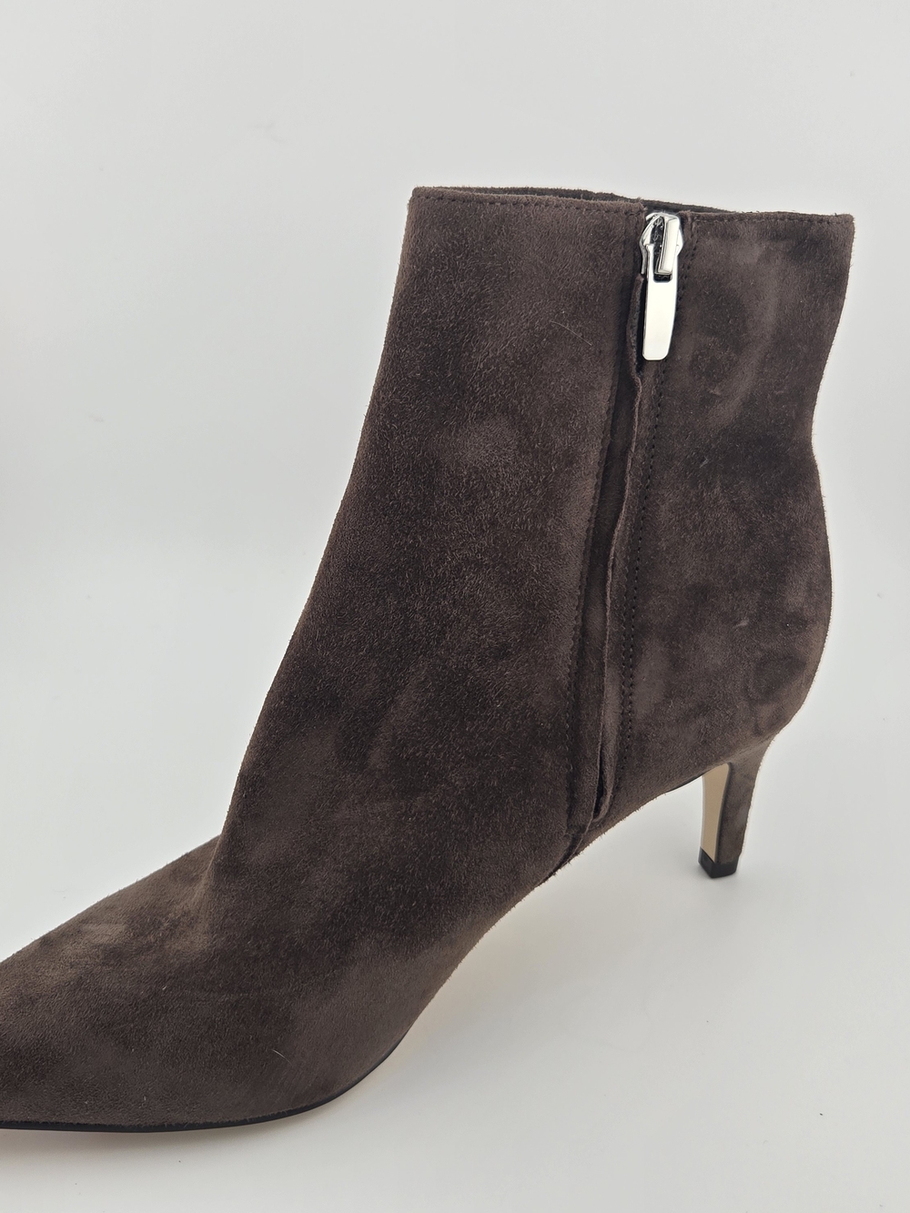 Nine West Dark Brown Suede Pointed Toe Ankle Bootie